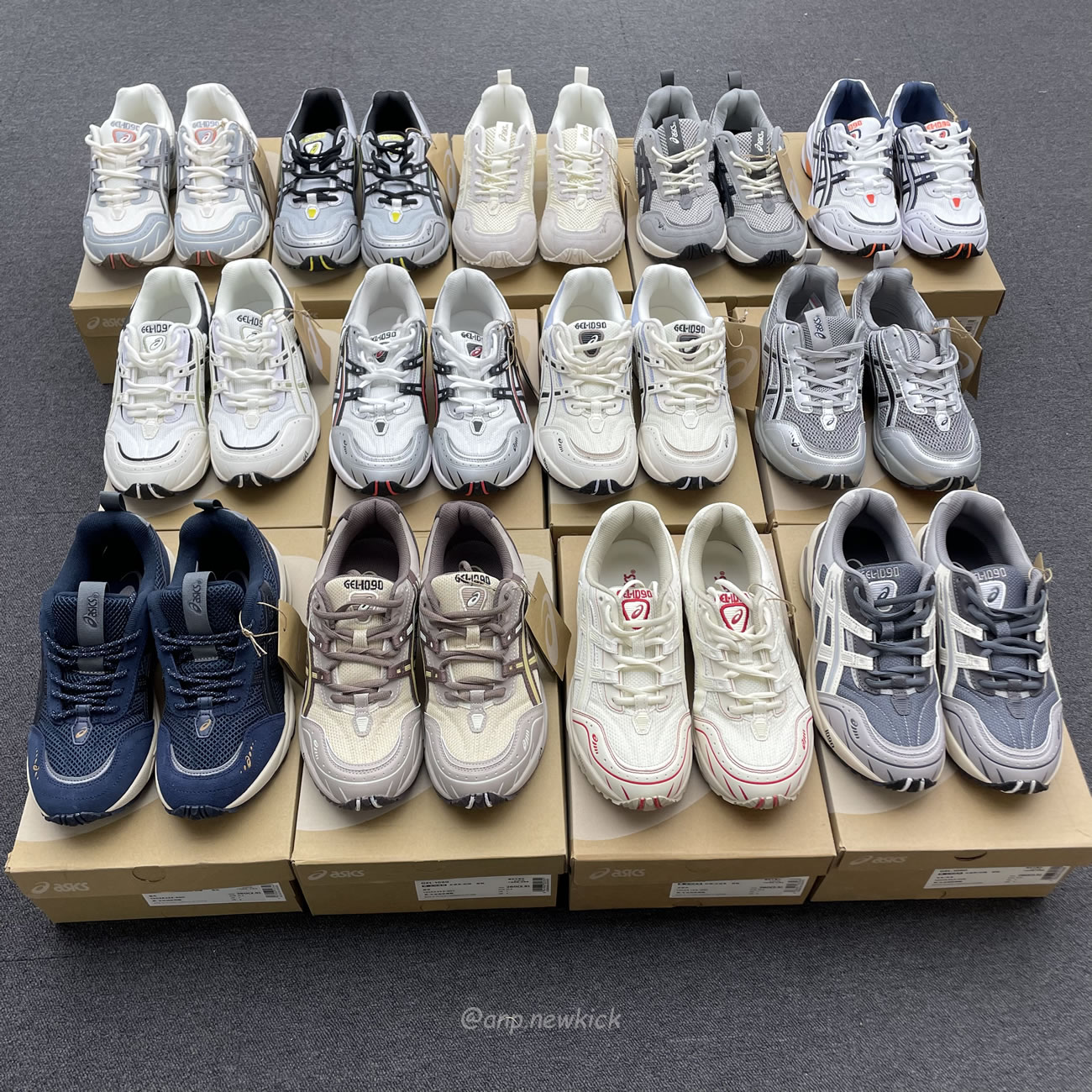 Asics Gel 1090 Grey Beige Birch French Blue White Sage Silver Cream Brown Silver Cream Gray Blue (12) - newkick.cc